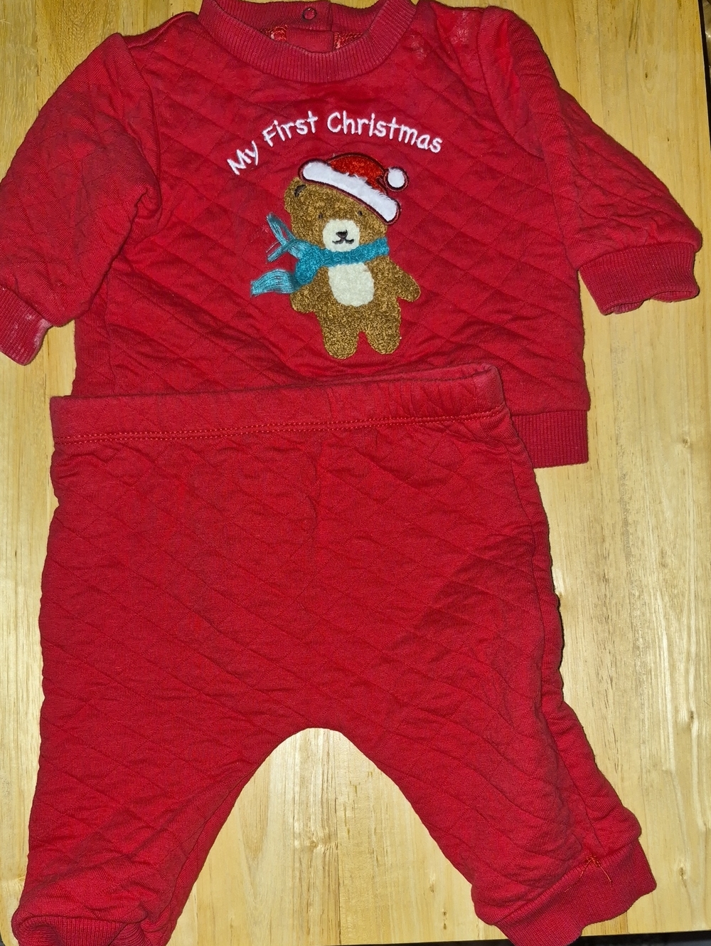 Little Me Kids Red "My First Christmas" Quilted  Outfit Set 3 Months